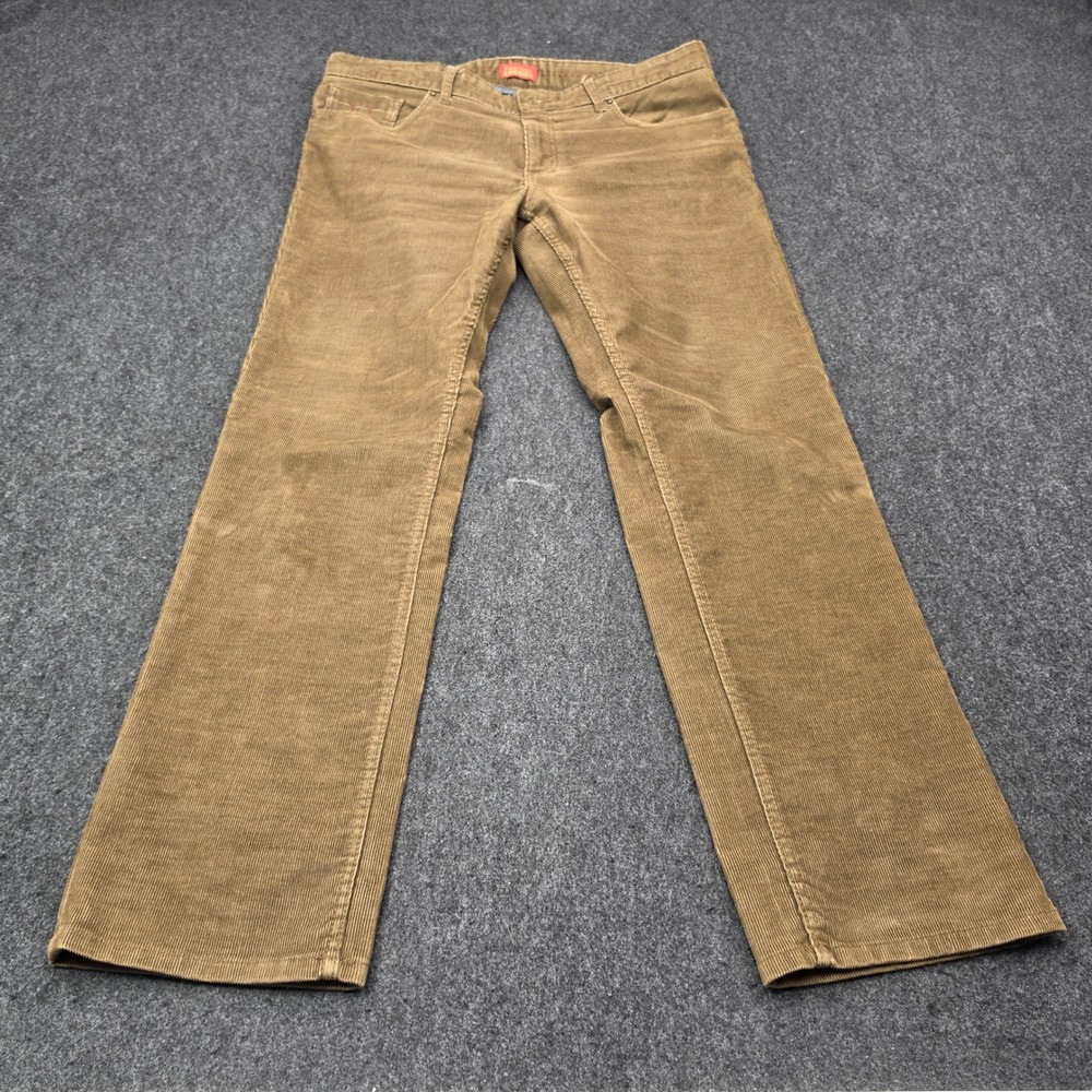 Perry Ellis America Pants Mens 36x32 Brown Slim Fit Corduroy Stretch Casual